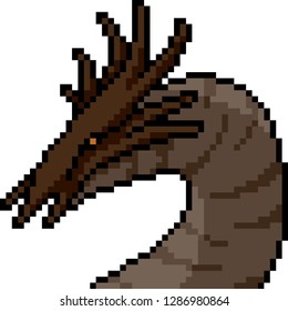 vector pixel art monster head isolated cartoon