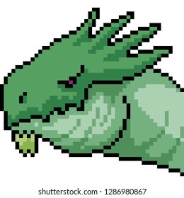 vector pixel art monster head isolated cartoon