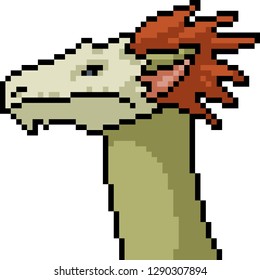 vector pixel art monster head isolated cartoon