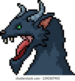 vector pixel art monster head isolated cartoon