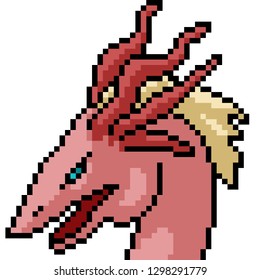 vector pixel art monster head isolated cartoon