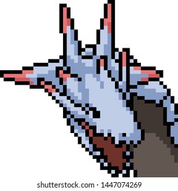 vector pixel art monster head isolated cartoon