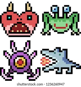 vector pixel art monster icon isolated cartoon