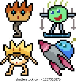vector pixel art monster icon isolated cartoon