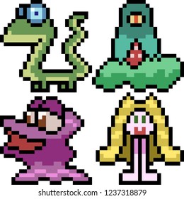 vector pixel art monster icon isolated cartoon
