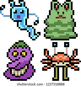 vector pixel art monster icon isolated cartoon