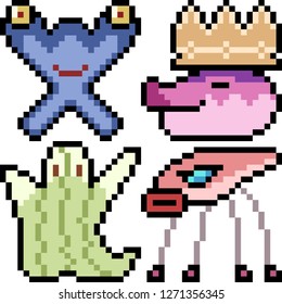 vector pixel art monster icon isolated cartoon