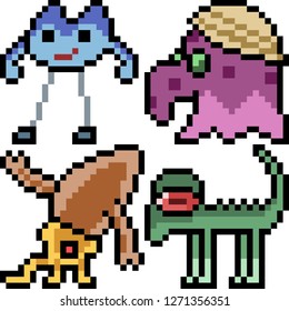 vector pixel art monster icon isolated cartoon