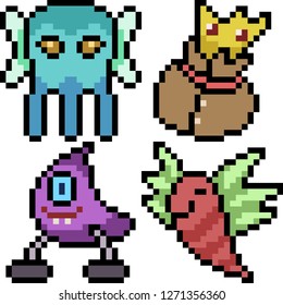vector pixel art monster icon isolated cartoon