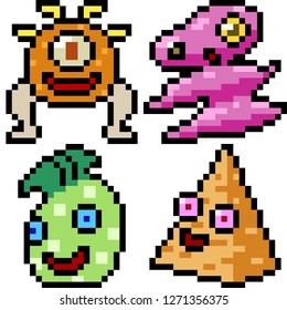 vector pixel art monster icon isolated cartoon