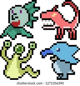 vector pixel art monster icon isolated cartoon