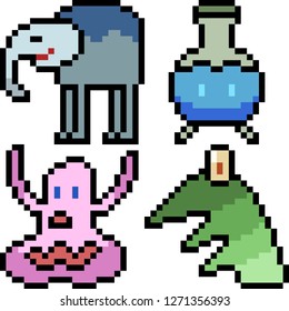 vector pixel art monster icon isolated cartoon