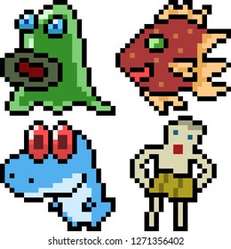 vector pixel art monster icon isolated cartoon