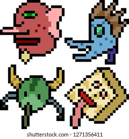 vector pixel art monster icon isolated cartoon