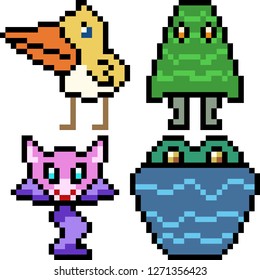 vector pixel art monster icon isolated cartoon