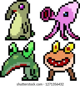 vector pixel art monster icon isolated cartoon