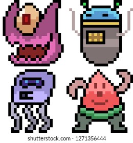 vector pixel art monster icon isolated cartoon
