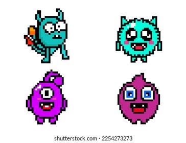 vector pixel art monster illustration