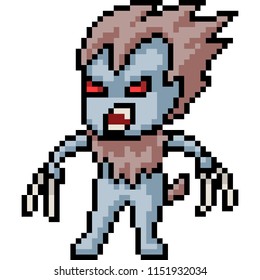vector pixel art monster isolated cartoon
