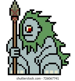 vector pixel art monster savage isolated