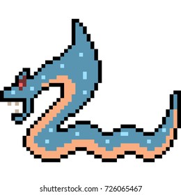 vector pixel art monster snake isolated