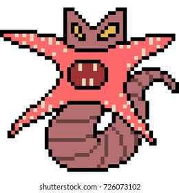 vector pixel art monster worm isolated