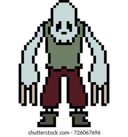 vector pixel art monster zombie isolated