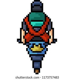 vector pixel art motorcycle top isolated cartoon