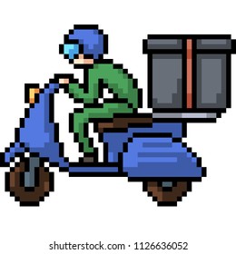 vector pixel art motorcycle transport isolated cartoon