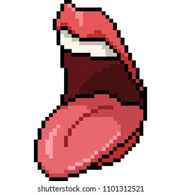 vector pixel art mouth open isolated cartoon