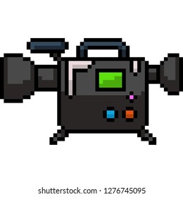 vector pixel art movie camera isolated cartoon