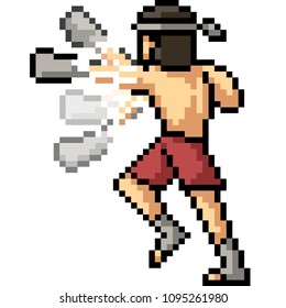 vector pixel art muay thai punch combo isolated cartoon