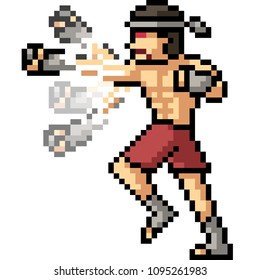 vector pixel art muay thai punch combo isolated cartoon