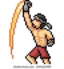 vector pixel art muay thai uppercut isolated cartoon