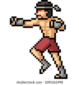 vector pixel art muay thai punch isolated cartoon