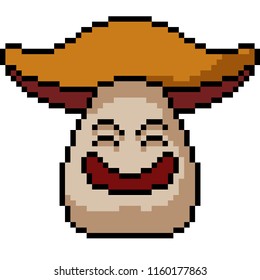 vector pixel art mushroom monster isolated cartoon