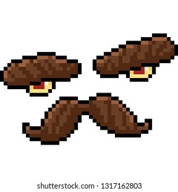 vector pixel art mustache isolated cartoon