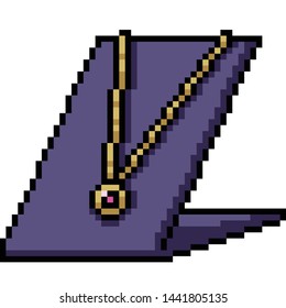 vector pixel art necklace isolated cartoon