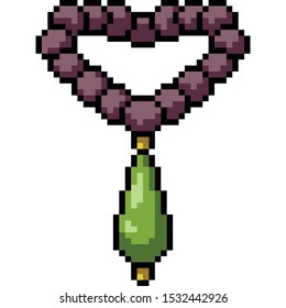 vector pixel art necklace isolated cartoon