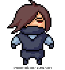 vector pixel art ninja isolated cartoon