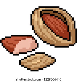 vector pixel art nut snack isolated cartoon