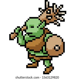 vector pixel art ogre isolated cartoon
