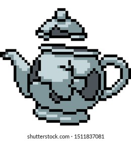 vector pixel art old pot isolated cartoon