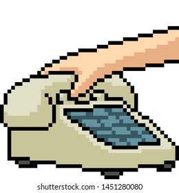 vector pixel art old telephone isolated cartoon