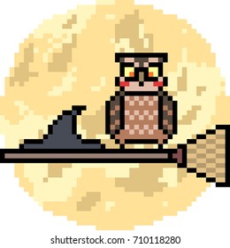 vector pixel art owl halloween isolated