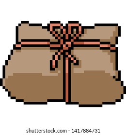 vector pixel art package isolated cartoon