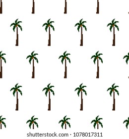 Vector pixel art palm tree seamless pattern