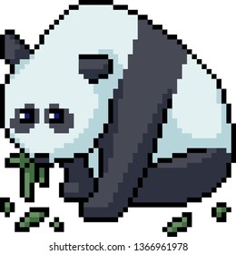 vector pixel art panda isolated cartoon
