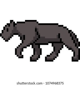 vector pixel art panther isolated cartoon