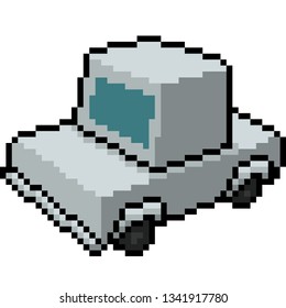 vector pixel art paper car isolated cartoon